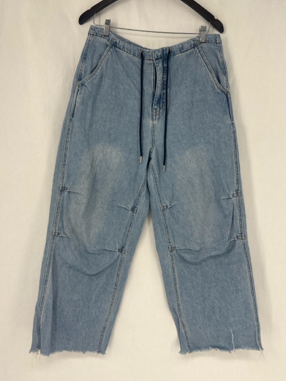 Daze Light Wash Denim Drawstring wide leg Jeans